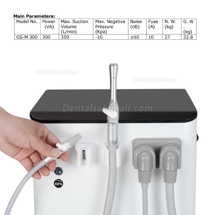 GREELOY GSM-400 Moible Dental Intraoral Suction Unit Portable Oral Suction Machine Vacuum Pump 400L/min